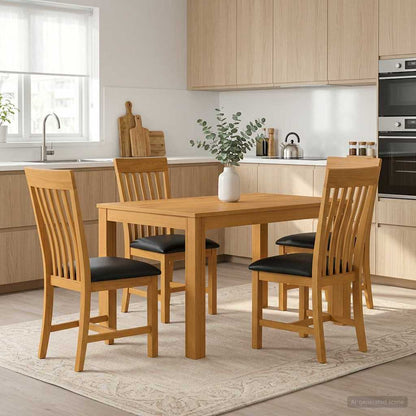vidaXL Dining Set 5 pcs Black Solid Oak Wood