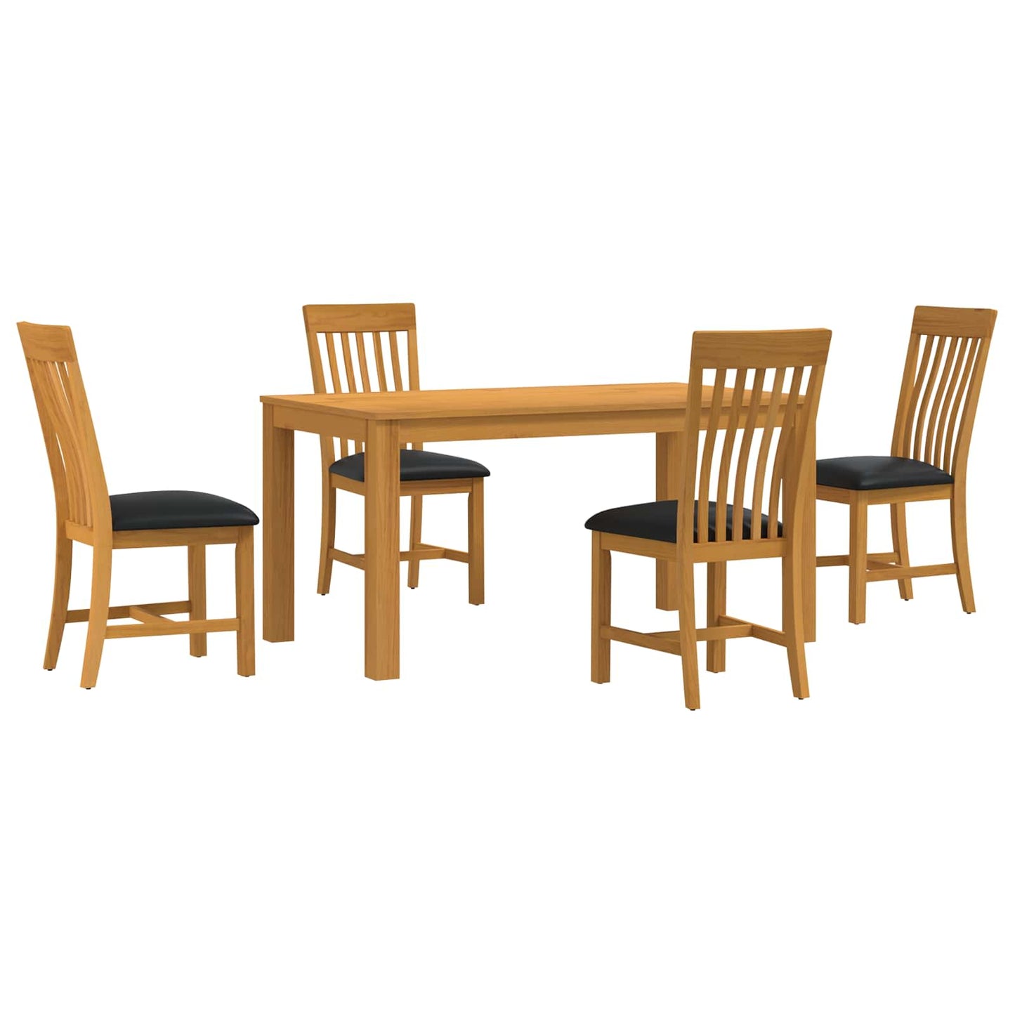 vidaXL Dining Set 5 pcs Black Solid Oak Wood