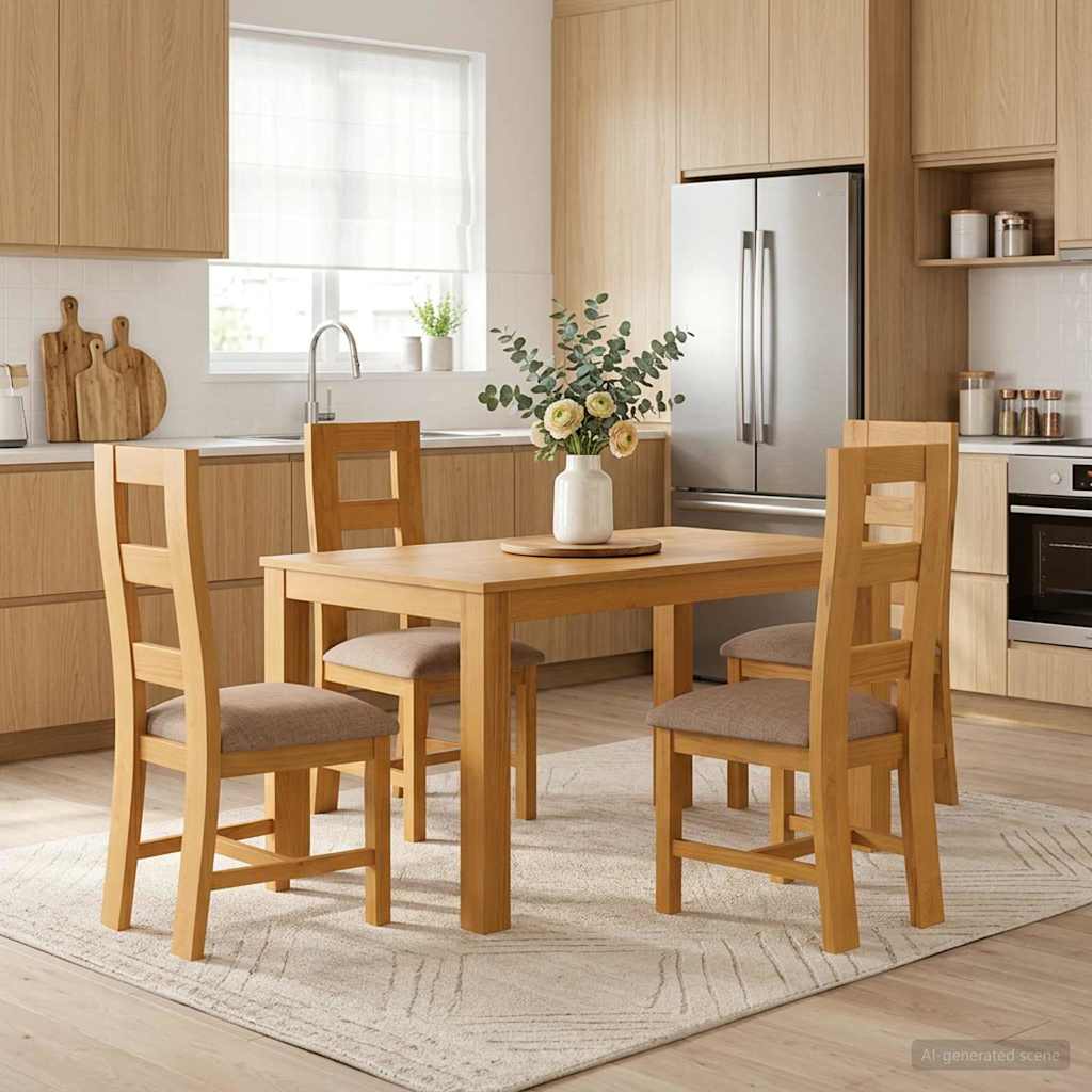 vidaXL Dining Set 5 pcs Grey Solid Oak Wood