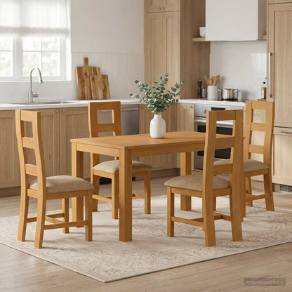 vidaXL Dining Set 5 pcs Beige Solid Oak Wood