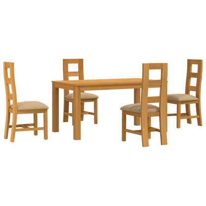 vidaXL Dining Set 5 pcs Beige Solid Oak Wood