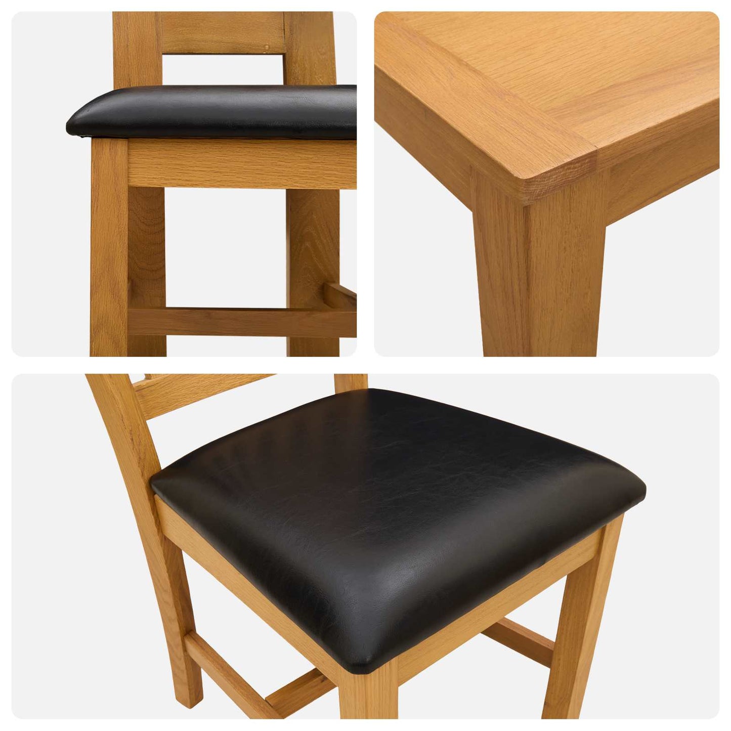 vidaXL Dining Set 5 pcs Black Solid Oak Wood