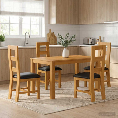 vidaXL Dining Set 5 pcs Black Solid Oak Wood