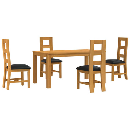 vidaXL Dining Set 5 pcs Black Solid Oak Wood