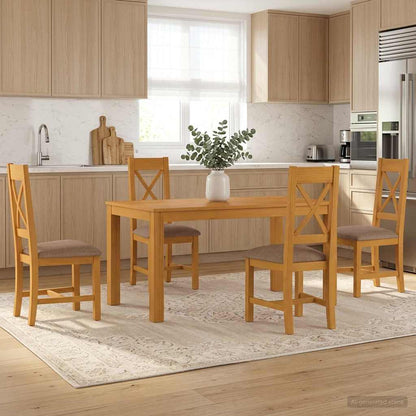 vidaXL Dining Set 5 pcs Grey Solid Oak Wood