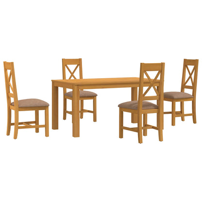 vidaXL Dining Set 5 pcs Grey Solid Oak Wood