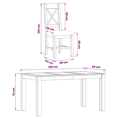 vidaXL Dining Set 5 pcs Grey Solid Oak Wood