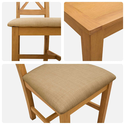 vidaXL Dining Set 5 pcs Beige Solid Oak Wood