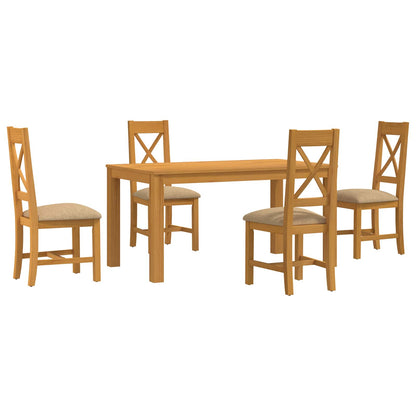 vidaXL Dining Set 5 pcs Beige Solid Oak Wood
