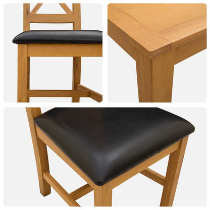 vidaXL Dining Set 5 pcs Black Solid Oak Wood