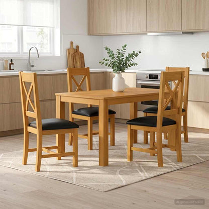 vidaXL Dining Set 5 pcs Black Solid Oak Wood