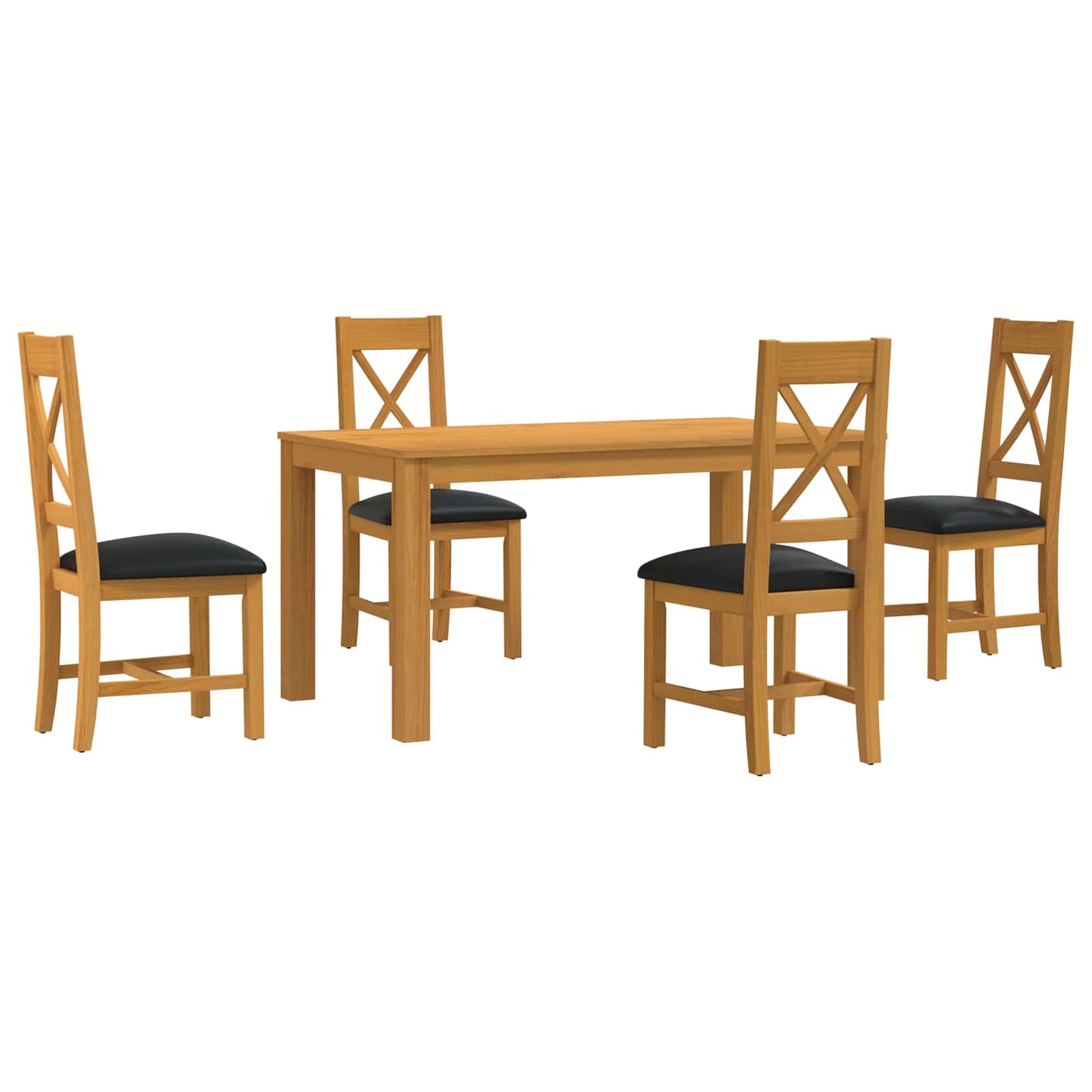 vidaXL Dining Set 5 pcs Black Solid Oak Wood