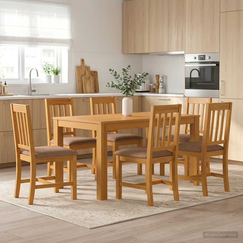 vidaXL Dining Set 7 pcs Grey Solid Oak Wood