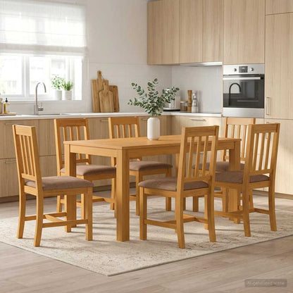 vidaXL Dining Set 7 pcs Grey Solid Oak Wood