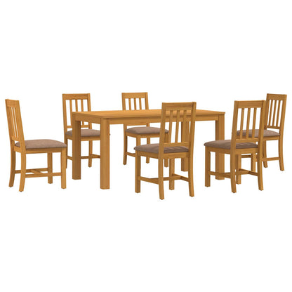 vidaXL Dining Set 7 pcs Grey Solid Oak Wood