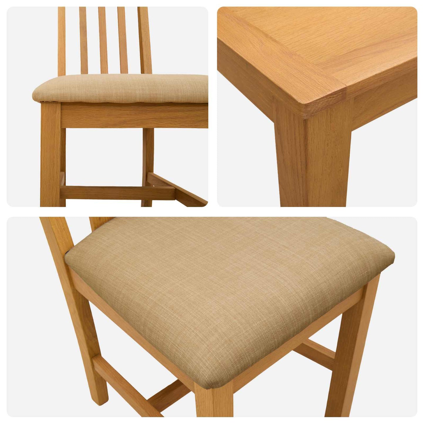 vidaXL Dining Set 7 pcs Beige Solid Oak Wood