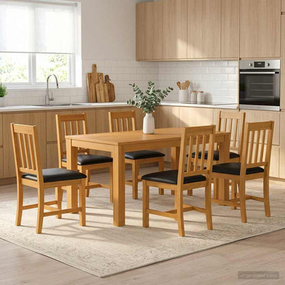 vidaXL Dining Set 7 pcs Black Solid Oak Wood