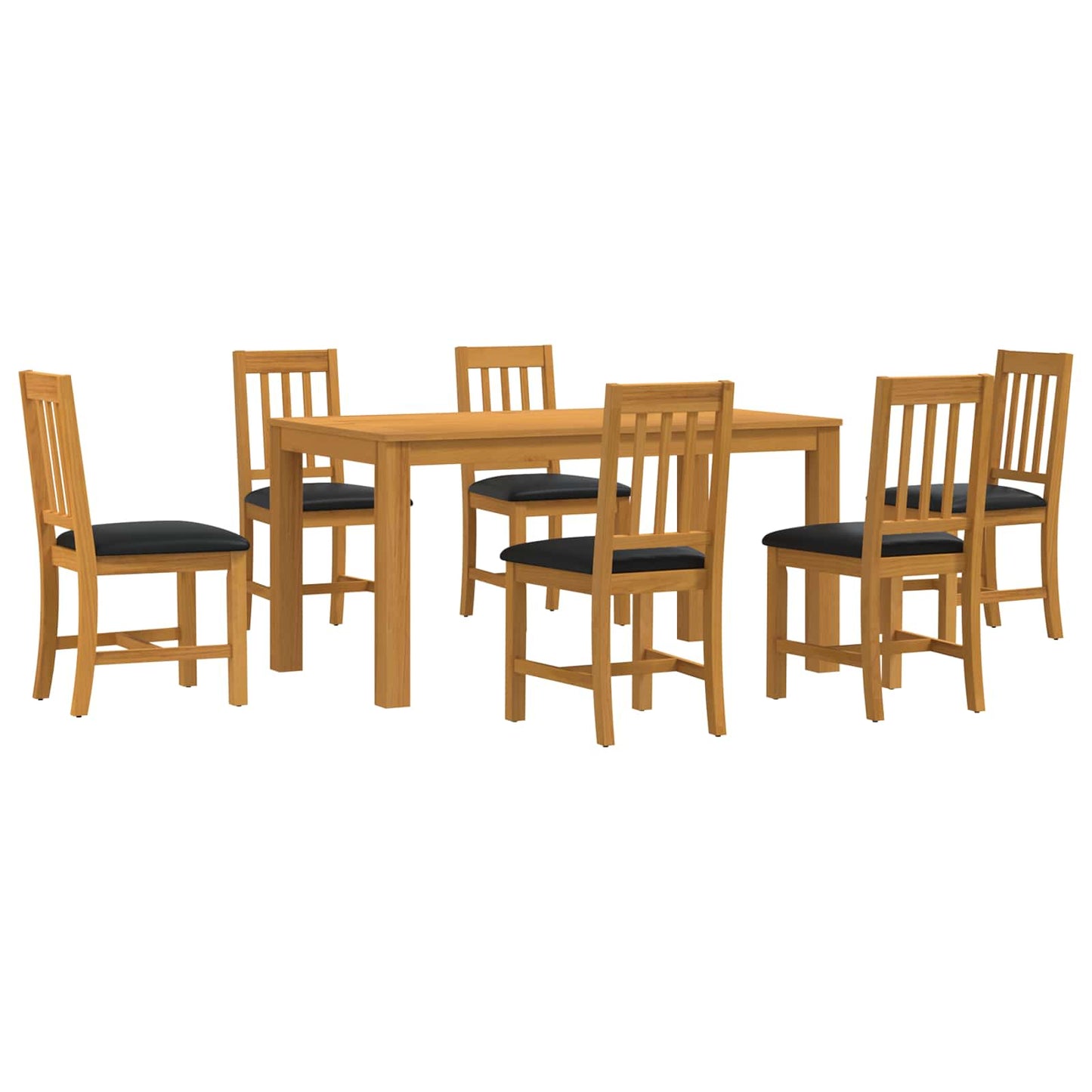 vidaXL Dining Set 7 pcs Black Solid Oak Wood