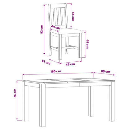 vidaXL Dining Set 7 pcs Black Solid Oak Wood