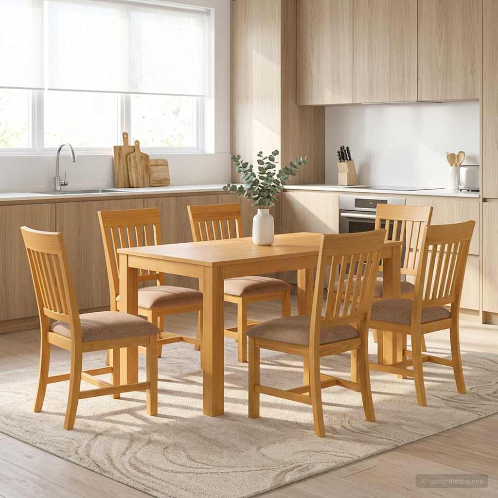 vidaXL Dining Set 7 pcs Grey Solid Oak Wood