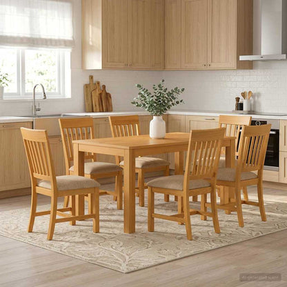 vidaXL Dining Set 7 pcs Beige Solid Oak Wood