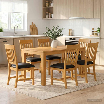 vidaXL Dining Set 7 pcs Black Solid Oak Wood