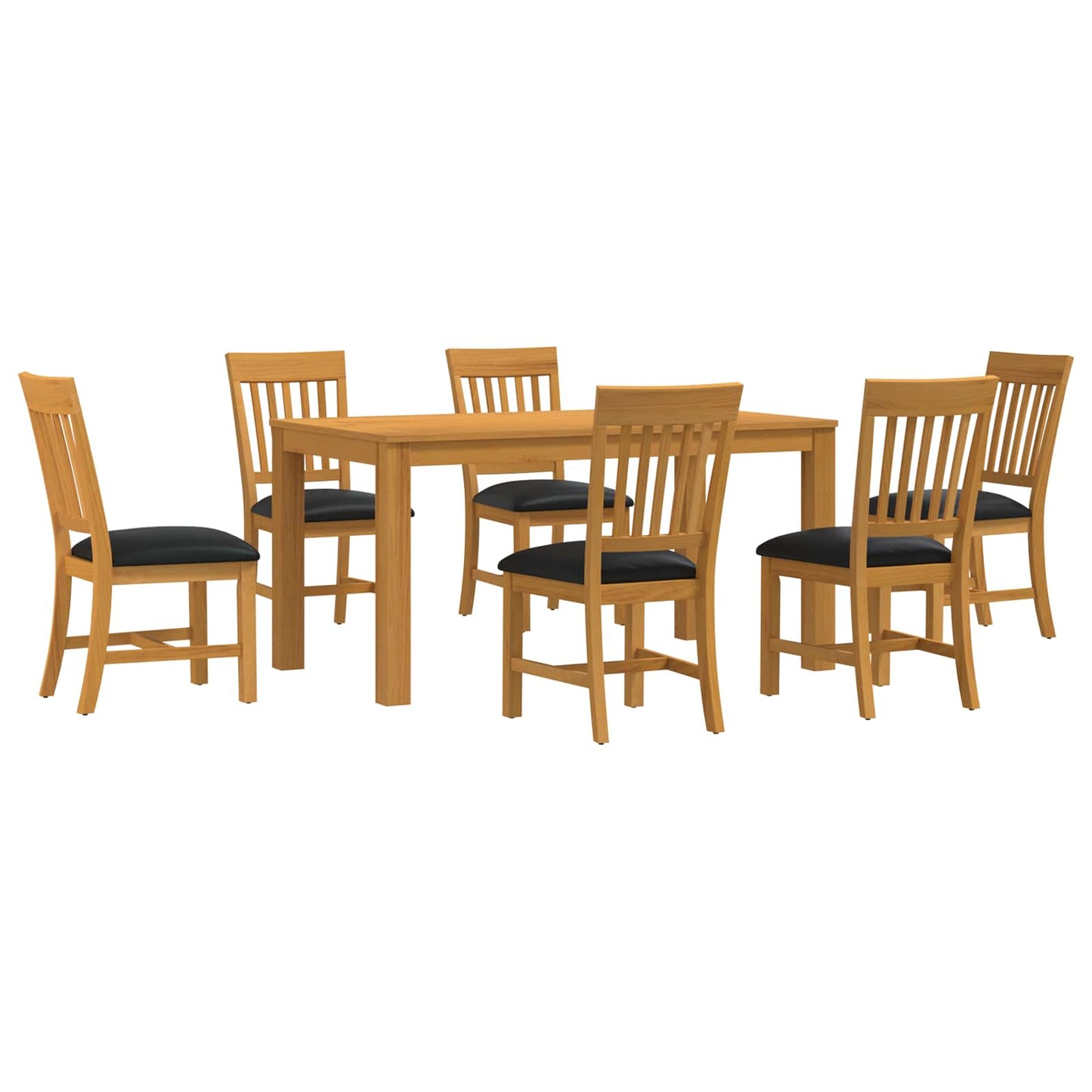 vidaXL Dining Set 7 pcs Black Solid Oak Wood