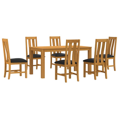 vidaXL Dining Set 7 pcs Black Solid Oak Wood