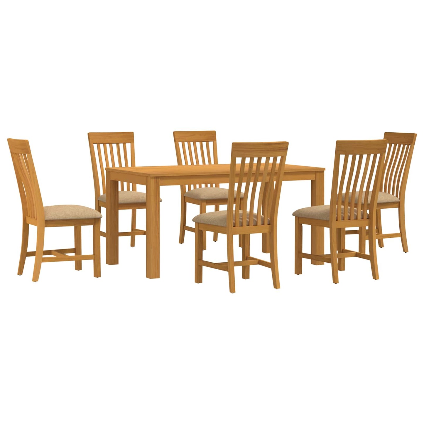 vidaXL Dining Set 7 pcs Beige Solid Oak Wood