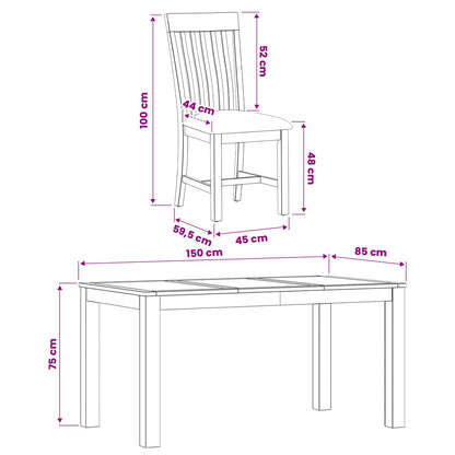 vidaXL Dining Set 7 pcs Beige Solid Oak Wood