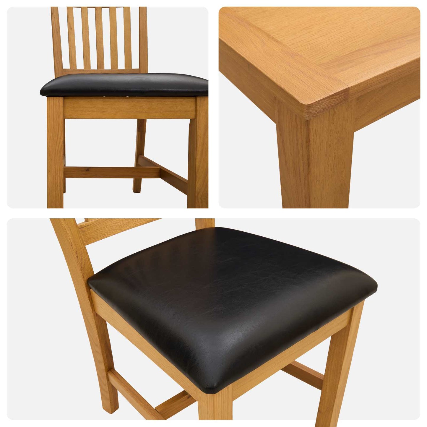 vidaXL Dining Set 7 pcs Black Solid Oak Wood