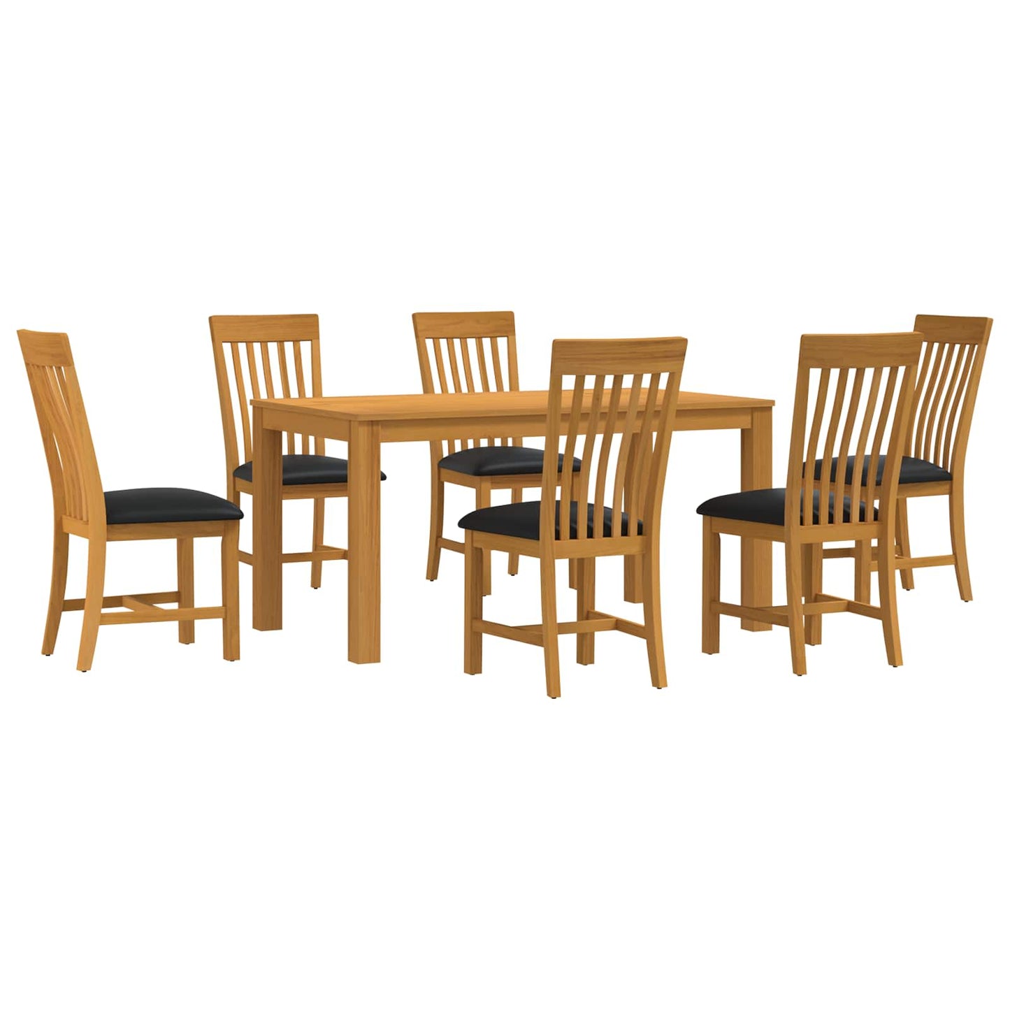 vidaXL Dining Set 7 pcs Black Solid Oak Wood