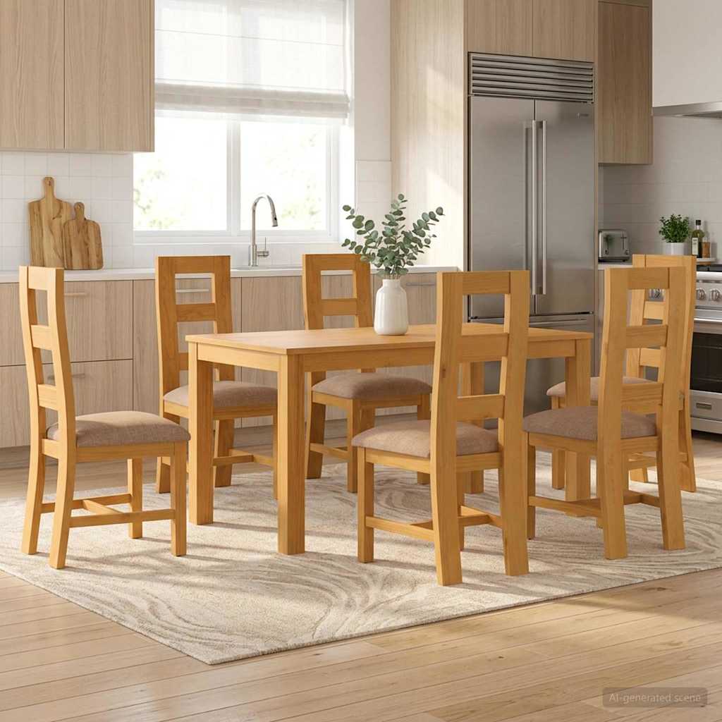 vidaXL Dining Set 7 pcs Grey Solid Oak Wood