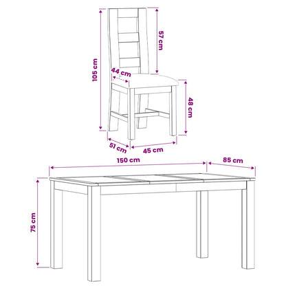 vidaXL Dining Set 7 pcs Grey Solid Oak Wood