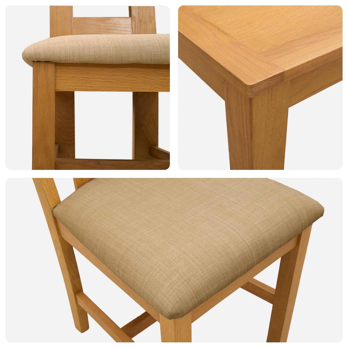 vidaXL Dining Set 7 pcs Beige Solid Oak Wood