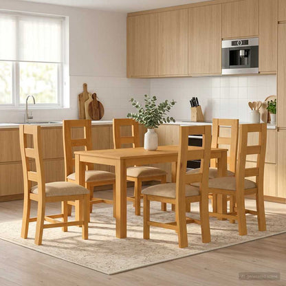 vidaXL Dining Set 7 pcs Beige Solid Oak Wood