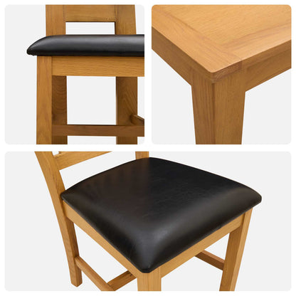vidaXL Dining Set 7 pcs Black Solid Oak Wood