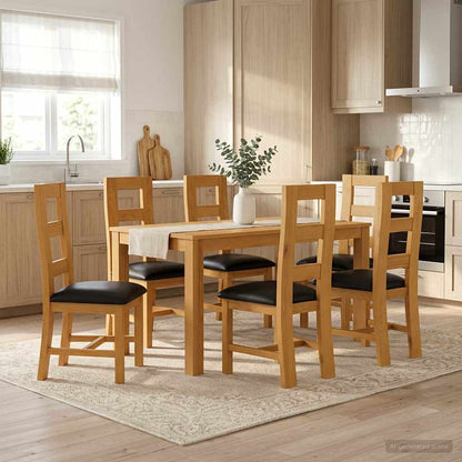 vidaXL Dining Set 7 pcs Black Solid Oak Wood