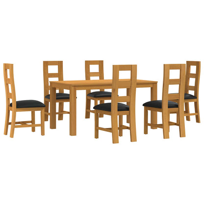 vidaXL Dining Set 7 pcs Black Solid Oak Wood