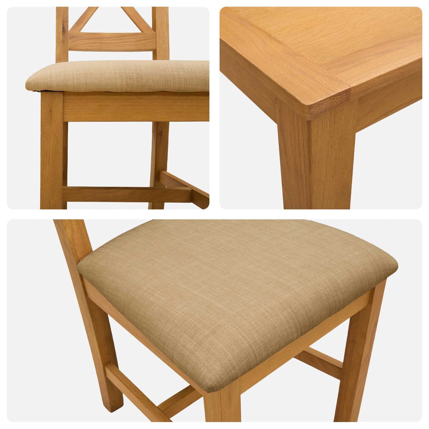 vidaXL Dining Set 7 pcs Beige Solid Oak Wood