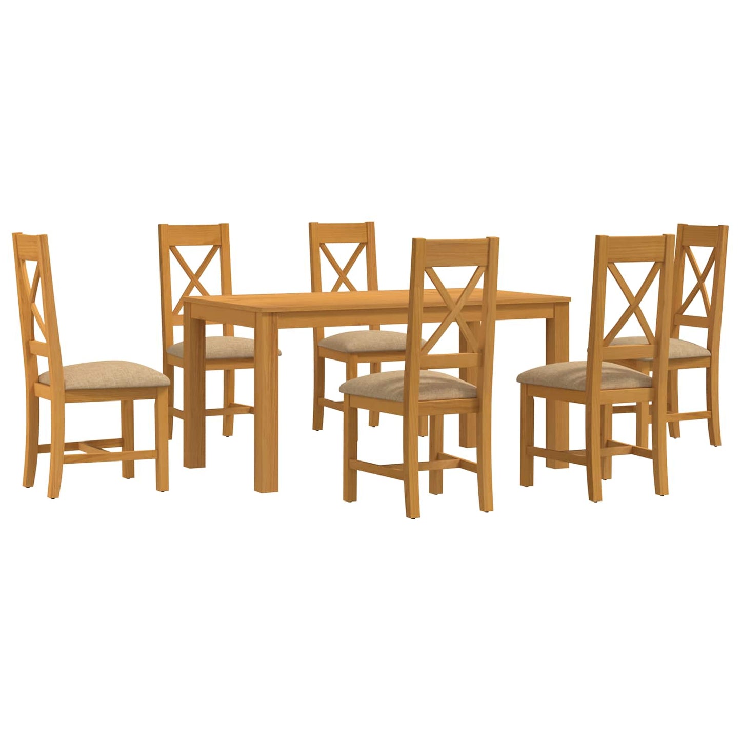 vidaXL Dining Set 7 pcs Beige Solid Oak Wood