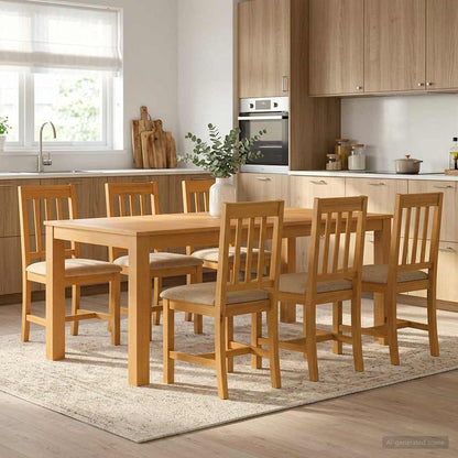 vidaXL Dining Set 7 pcs Beige Solid Oak Wood