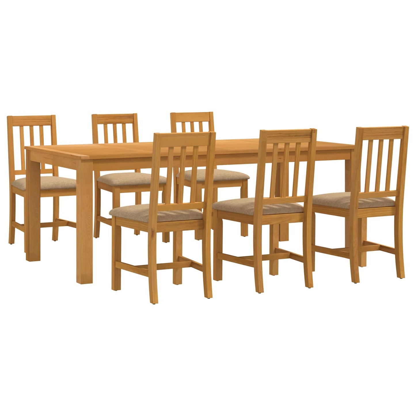 vidaXL Dining Set 7 pcs Beige Solid Oak Wood