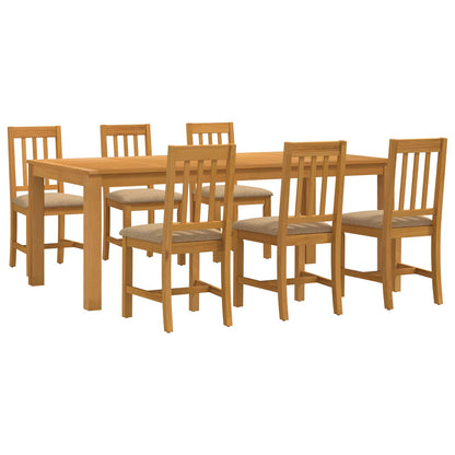 vidaXL Dining Set 7 pcs Beige Solid Oak Wood