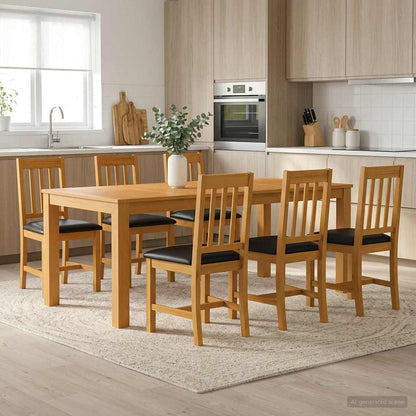 vidaXL Dining Set 7 pcs Black Solid Oak Wood