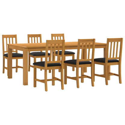 vidaXL Dining Set 7 pcs Black Solid Oak Wood