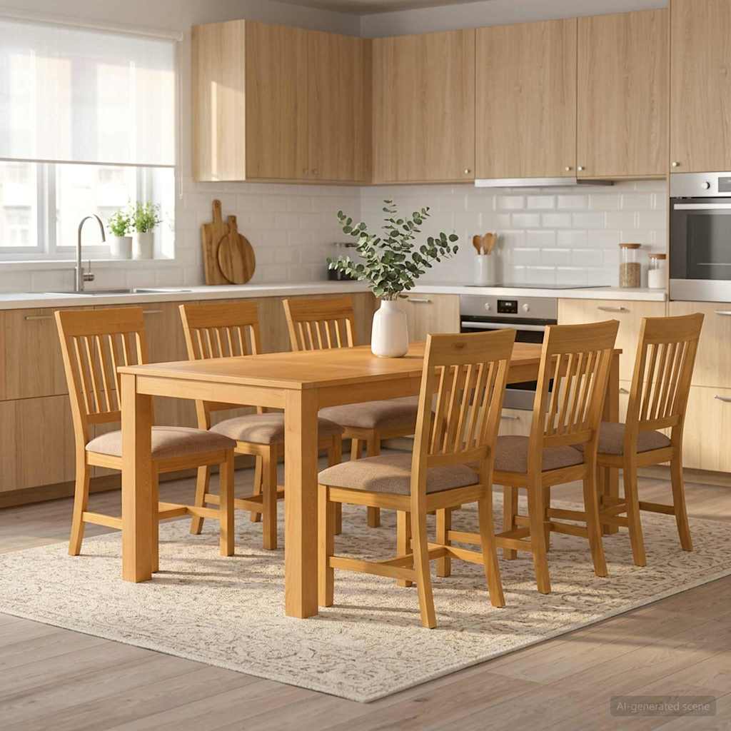 vidaXL Dining Set 7 pcs Grey Solid Oak Wood