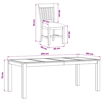 vidaXL Dining Set 7 pcs Grey Solid Oak Wood