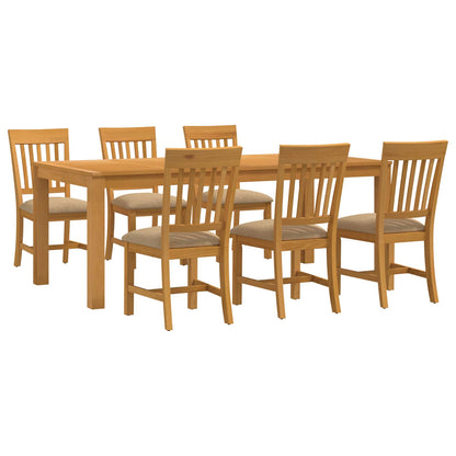 vidaXL Dining Set 7 pcs Beige Solid Oak Wood