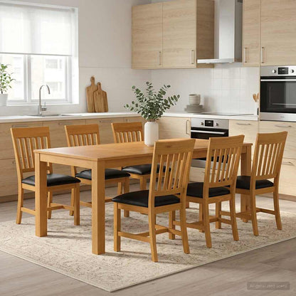 vidaXL Dining Set 7 pcs Black Solid Oak Wood